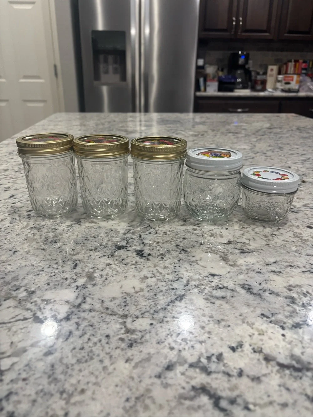 Vintage Ball Quilted Crystal Jelly Jars - Set of 5  Hard to find.